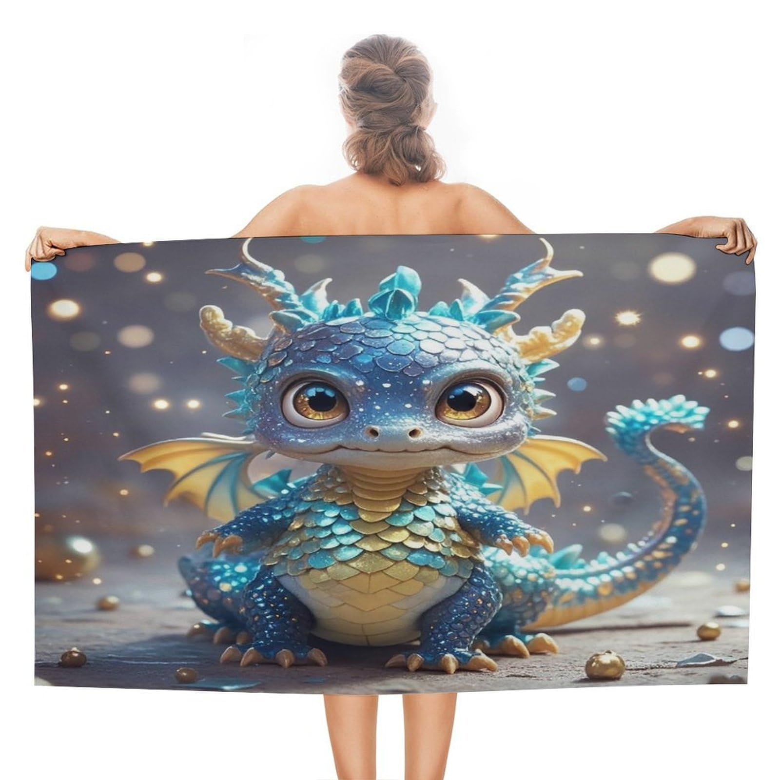 VstaDank Cute Dragon Beach Towel 51x31 Inch Oversized Soft Bath Towel Luxury Plush Thick Hotel Swim Pool Towels Super Quick Dry Travel Towels for Camping Gym Sports Yoga