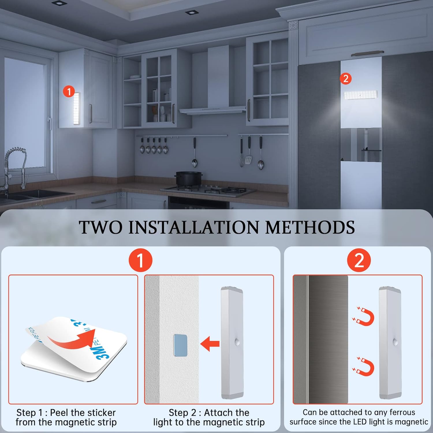 Closet Lights with Charging Station, 36-LEDs Cabinet Rechargeable Dimmable Timing, Motion Sensor Indoor Kitchen Cupboard for Stairs Hallway Bedroom Drawer (3pcs)