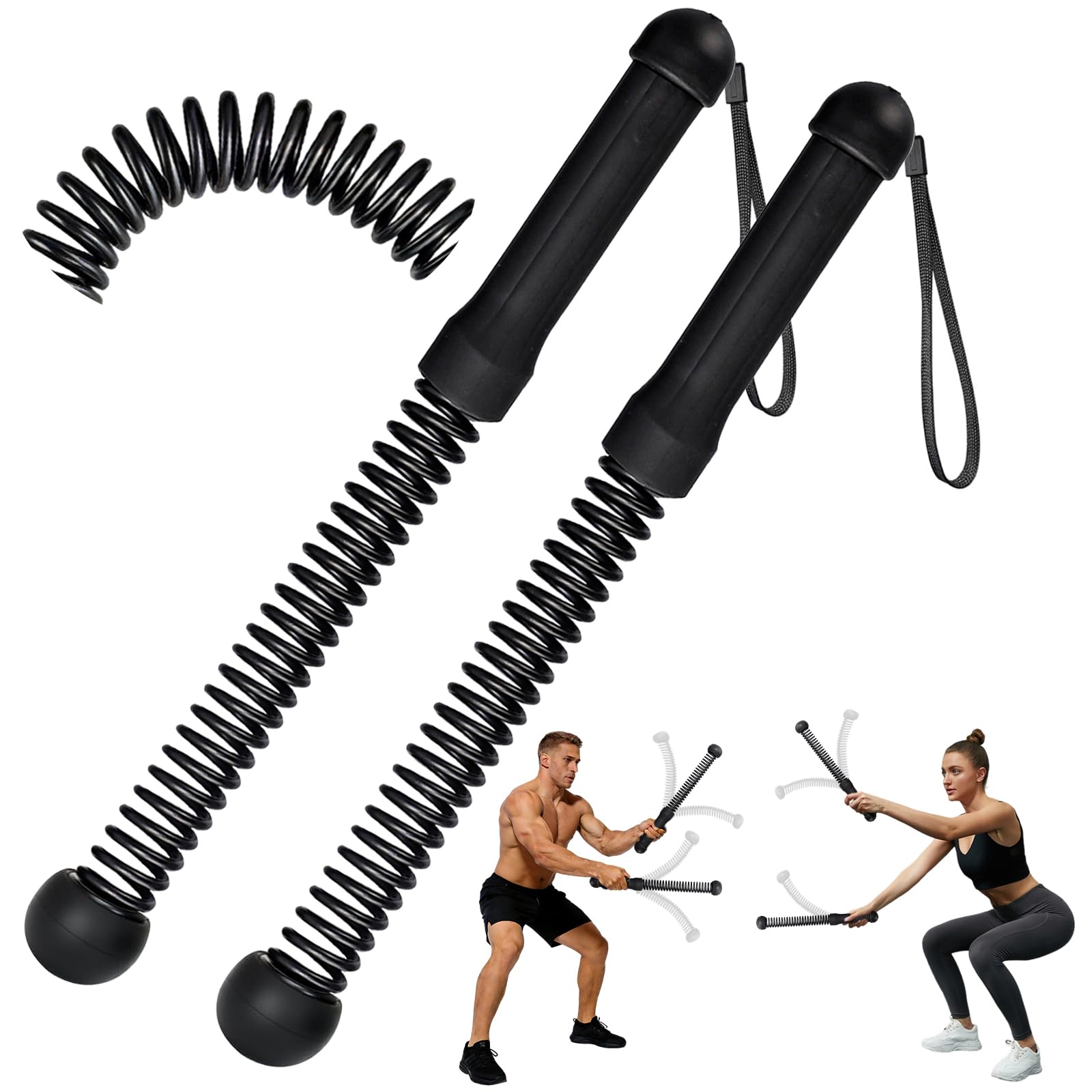 2Pcs Cordless Battle Ropes, New Upgraded Weighted Ropeless Battle Ropes Heavy Duty Workout Rope Men Women Arm Exerciser for Indoor Outdoor Home Gym Office Strength Workout (Black)-picture-27