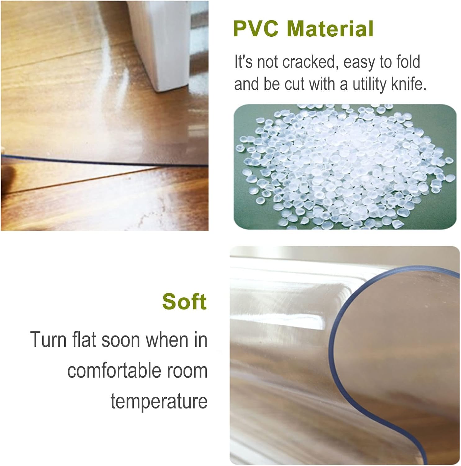 Clear Extra Large Non-Slip Floor Cover,Desk Chair Mat for Carpeted Floors, High Rolling Chairs/Standing Desk, 16 20 24 28 31 34 inch Wide(20"X24"/50cmX60cm)