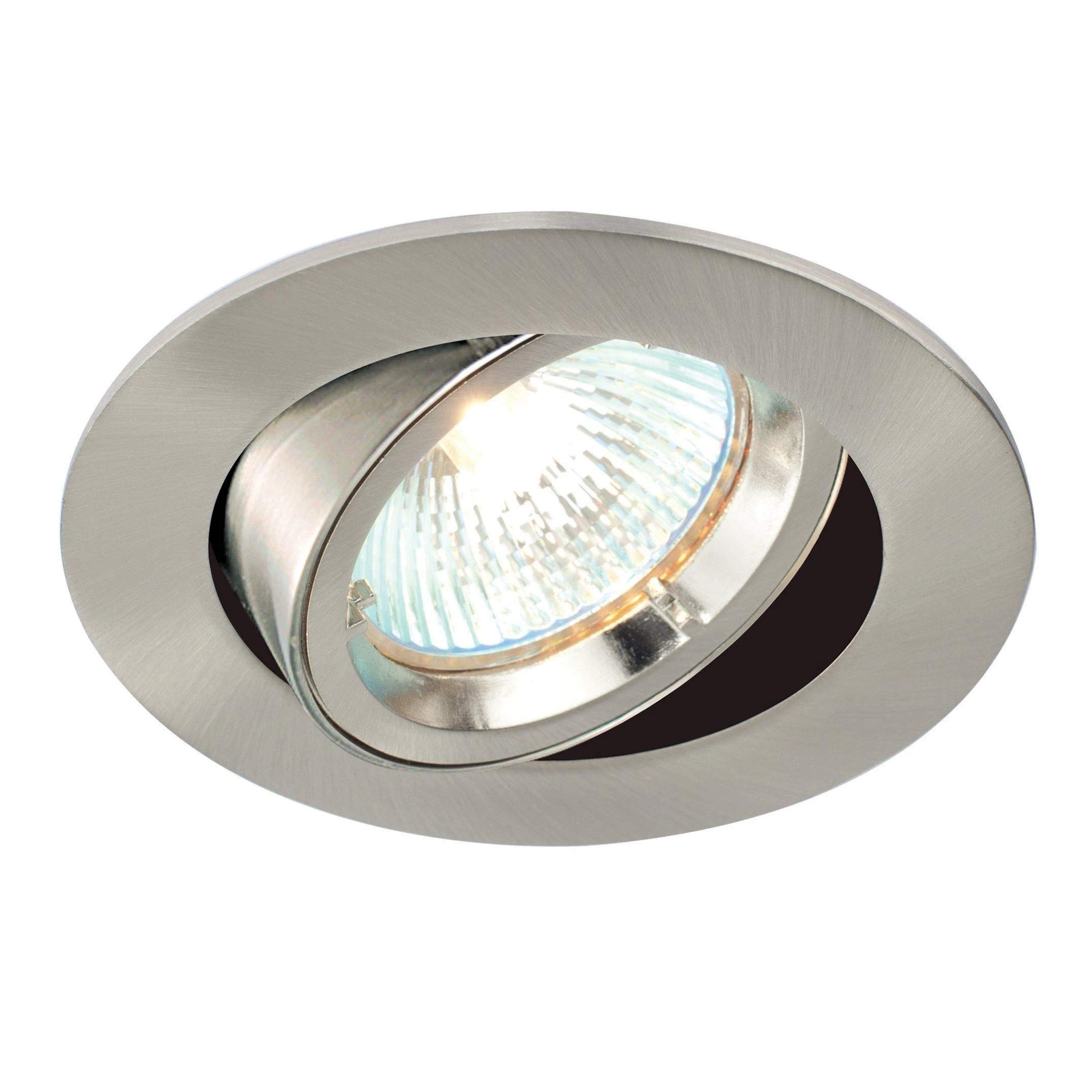 Saxby Cast 50W Modern Decorative Tilt Satin Nickel Halogen GU10 Dimmable Adjustable Recessed Downlight
