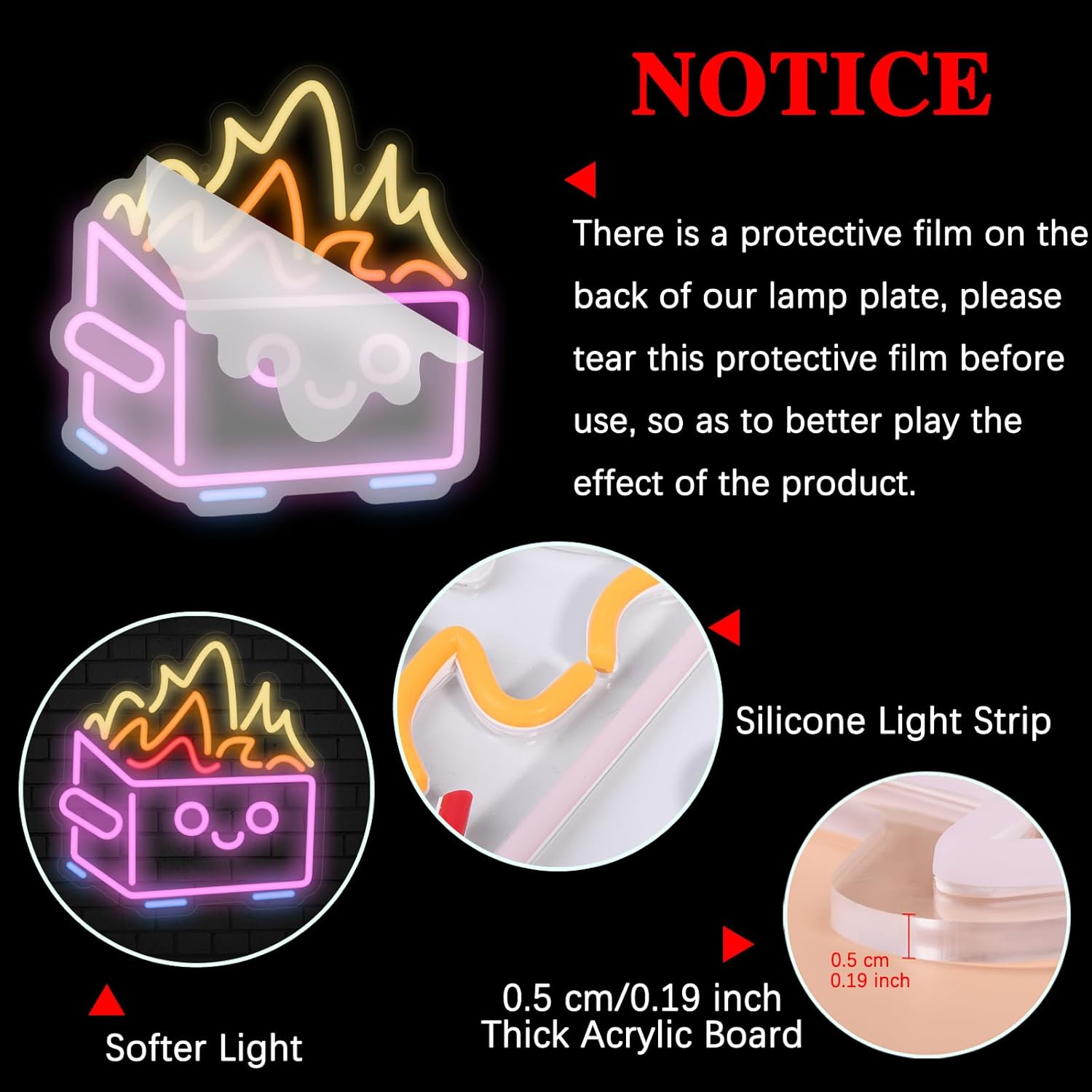 Dumpster Funny Fire This Is Fine Led Lamp Neon Sign Room Decor. Meme Gifts Merch Party Supplies for Sign Wall Decoration Acrylic USB Powered Unique Night Light Living Kids Room Shop Bar