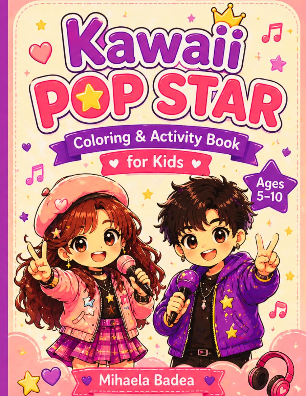 Kawaii Pop Star Coloring & Activity Book for Kids: Adorable Characters, Fun Games, and Relaxing Coloring Pages for Ages 5–10
