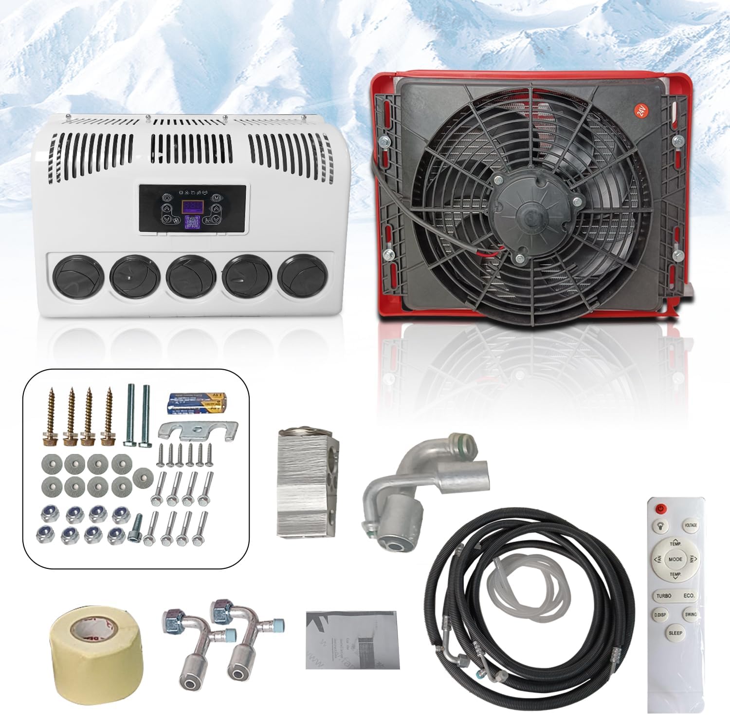 12V Air Conditioner Split Type 9000BTU – 12 Volt Electric AC Unit for Truck Cab, Van, Camper, Tractor, Trailer. Fast Cooling, Quiet Mini Split, Universal Fit.