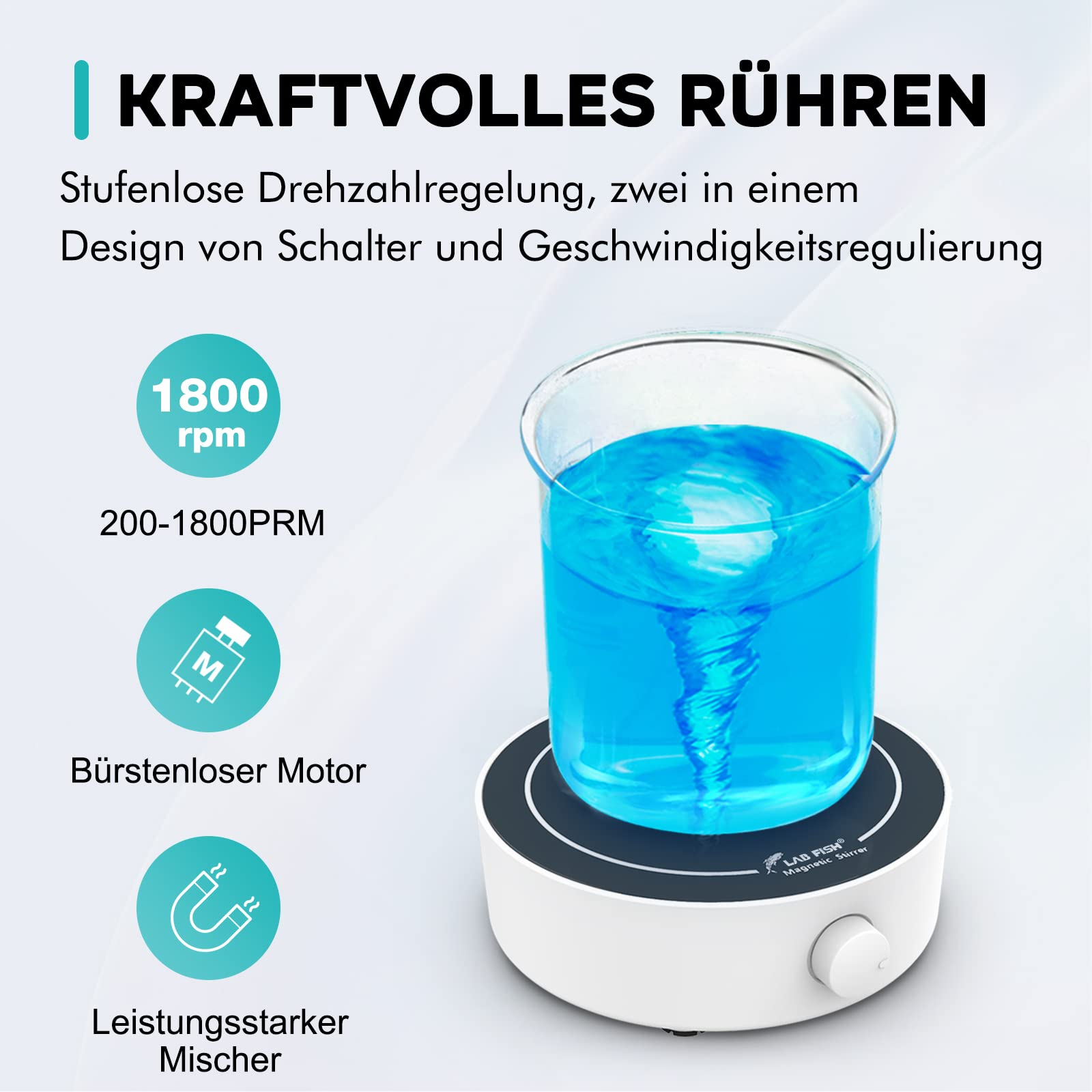 LAB FISH Agitateurs Magnétiques De Laboratoire 200-1800PRM 3000ml Kapazität Melangeur Magnetique 3 PCS Magnetrührer Stäbchen Für Labor und Homebrew