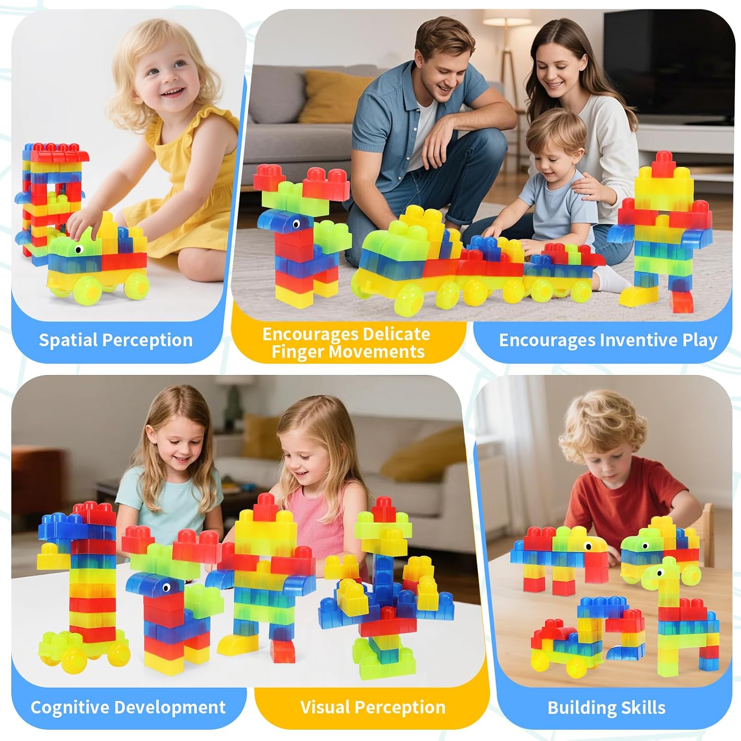 Mega Transparent Blocks for Toddlers 1-3 Big Soft Building Blocks 47 Pcs image 3