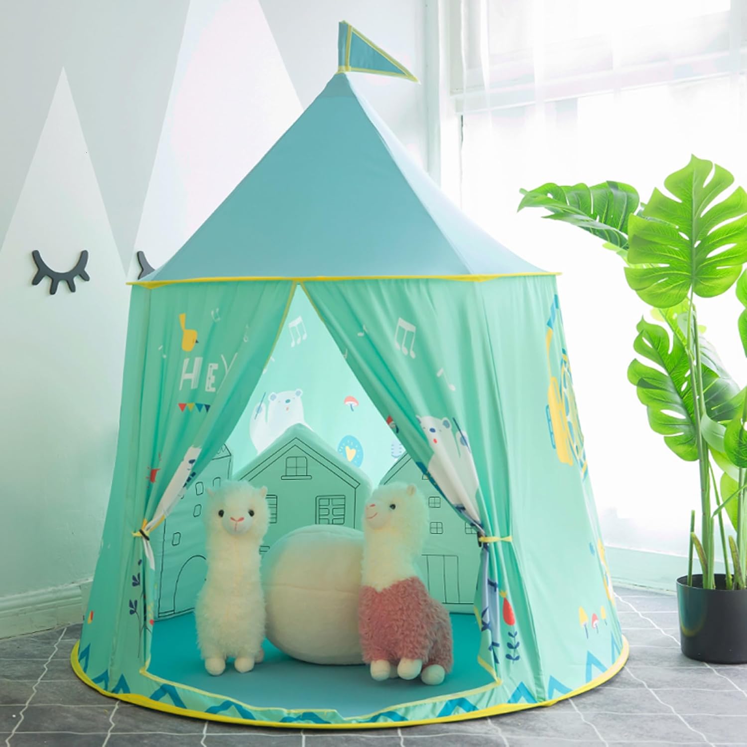 Play Tent for Kids,Space Rocket Ship Tent，Children Pop Up Foldable Tents ，Playhouse Indoor Outdoor Games Party，Birthday Toy for Boys Girls，Princess Prince Castle Teepee Gift (Yellow)
