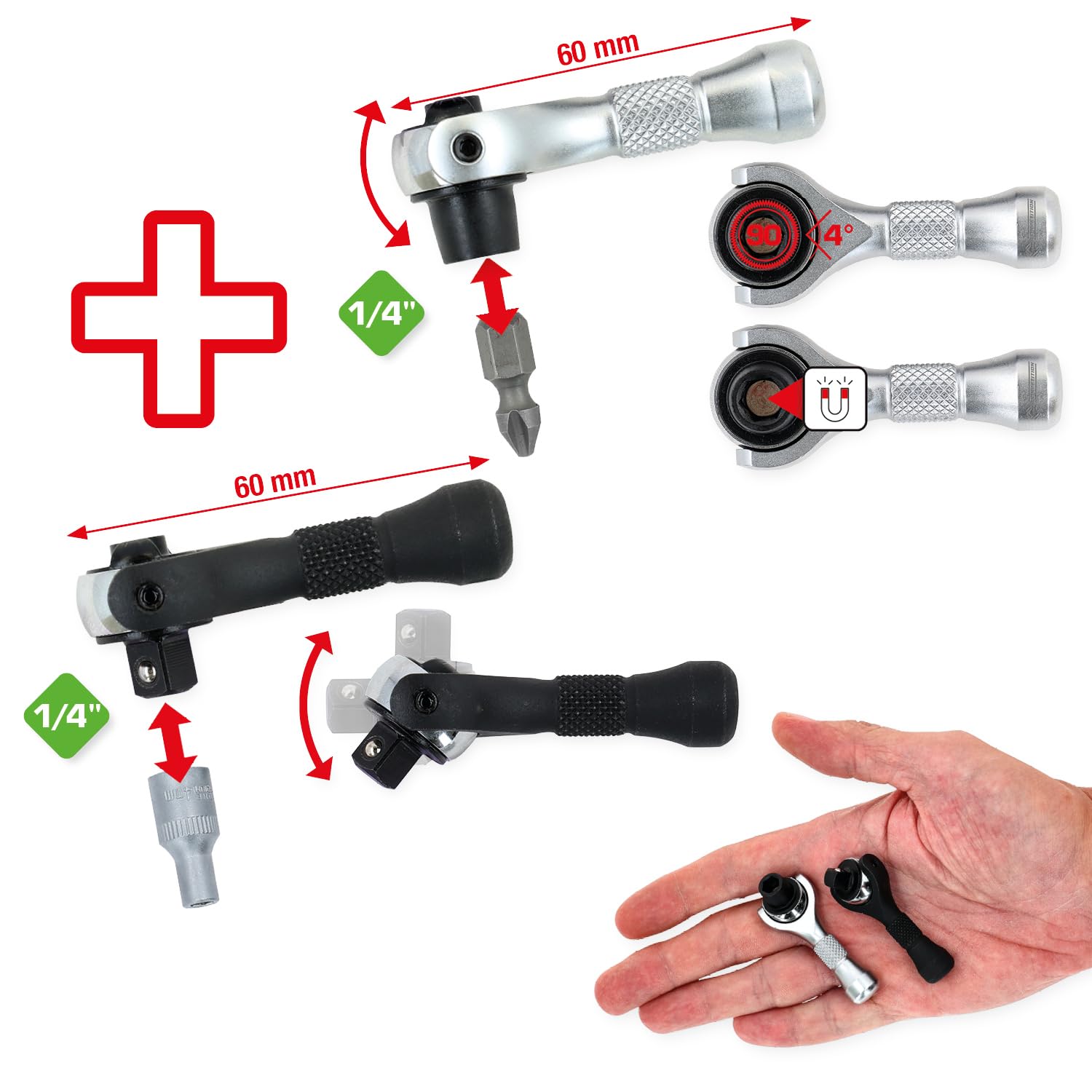 Competition 512.1414 1/4" Mikro-Knarren-Satz, 2-tlg (Powered by KS TOOLS)