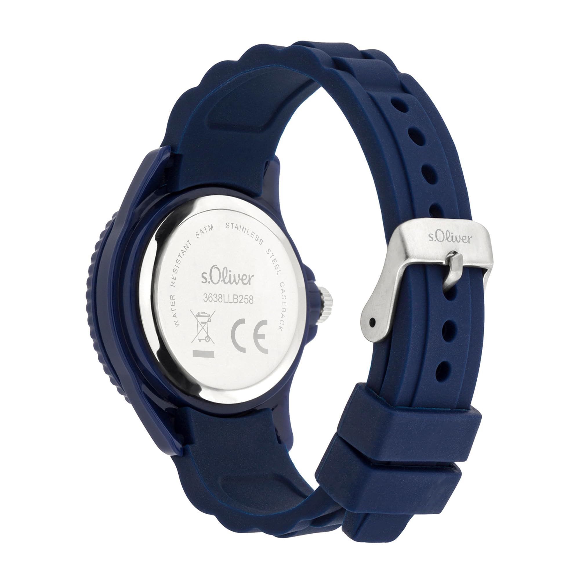 s.Oliver Kinder- und Teensuhr - 35 mm - Gute Ablesbarkeit - widerstandsfähiges Silikonband - 5 ATM wasserfest - hoher analoge Armbanduhr für Jungs mit Quarzwerk