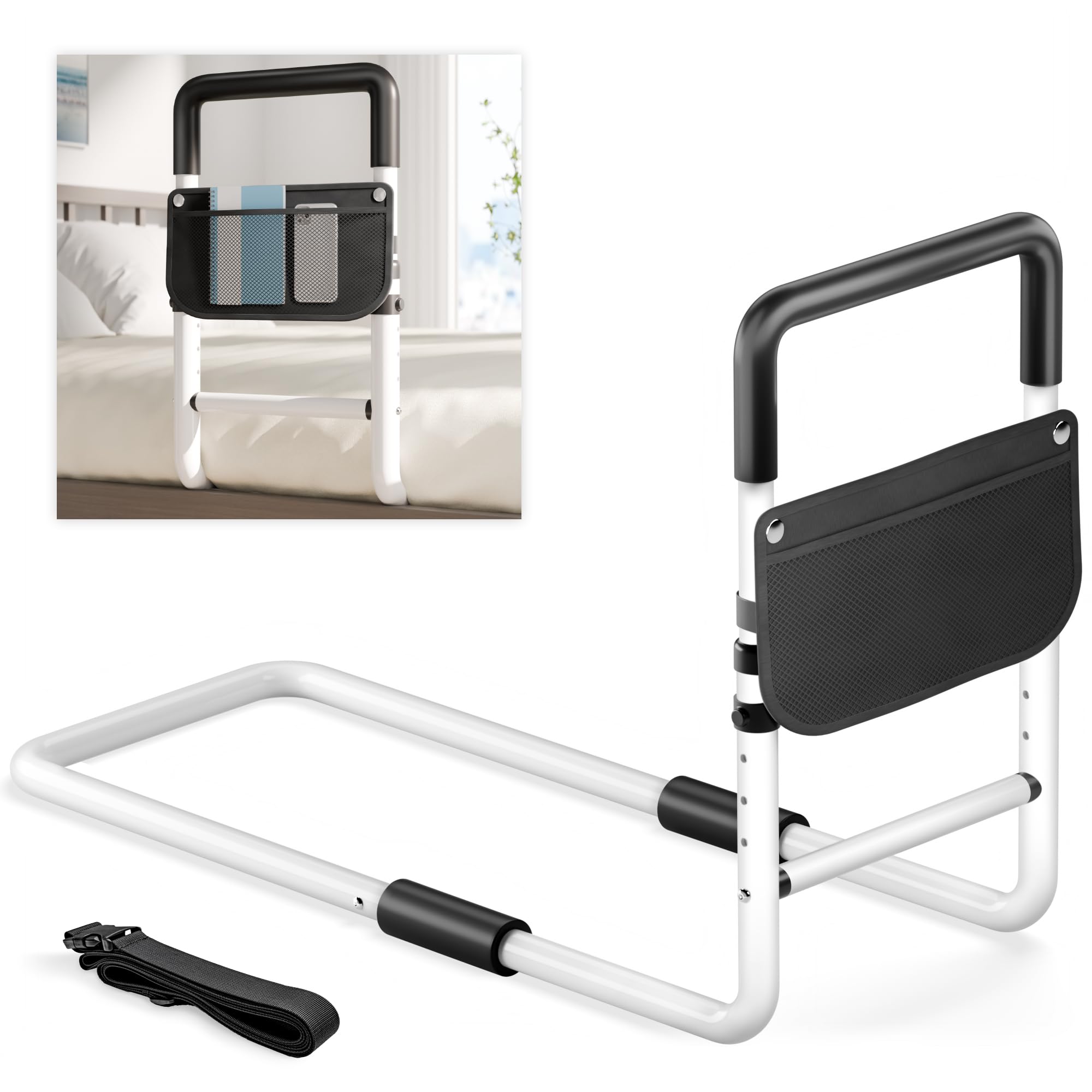 songsoso Adjustable Bed Rail for Elderly Adults: Bedside Support for Seniors, Fits King‑Queen‑Full‑Twin, Heavy-Duty Medical Device for Home and
