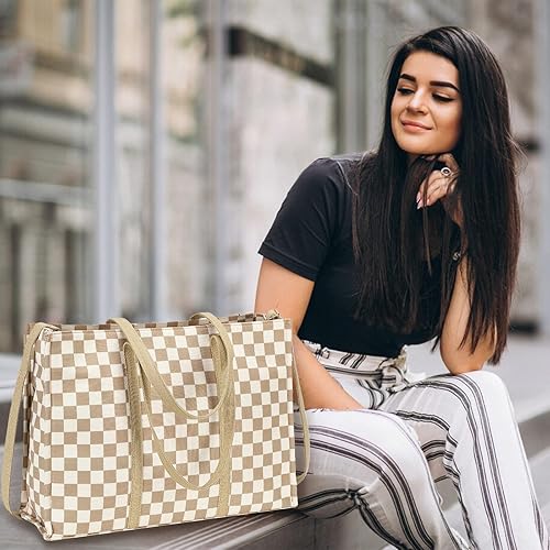 Miniatura 7 de Bolsa de mano para computadora portátil para mujer, bolsa de lona de 15.6 pulgadas, bolso de hombro para computadora, bolso de mensajero, bolso para