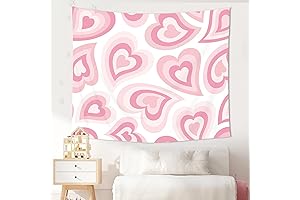 Imirell Pink Hearts Tapestry: Groovy Aesthetic for Your Space