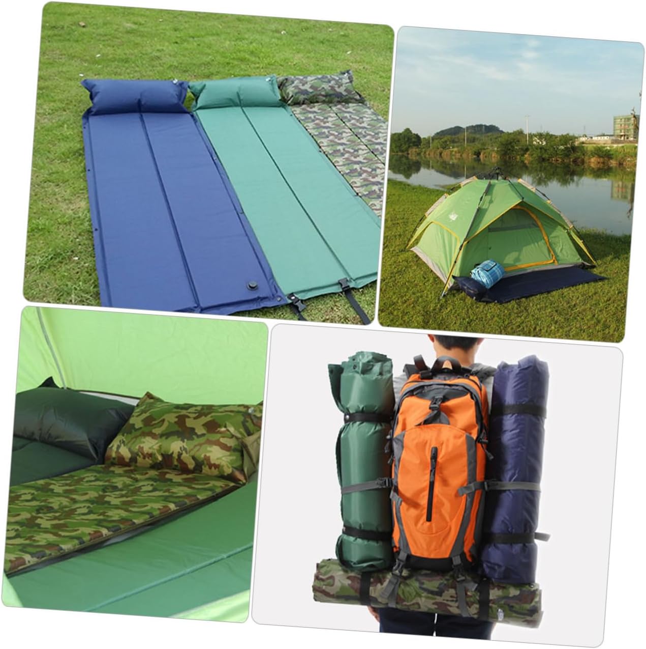 Kisangel Inflatable Camping Air Mattress, 180x55cm, Portable, Sleeping Pad, Air Filled