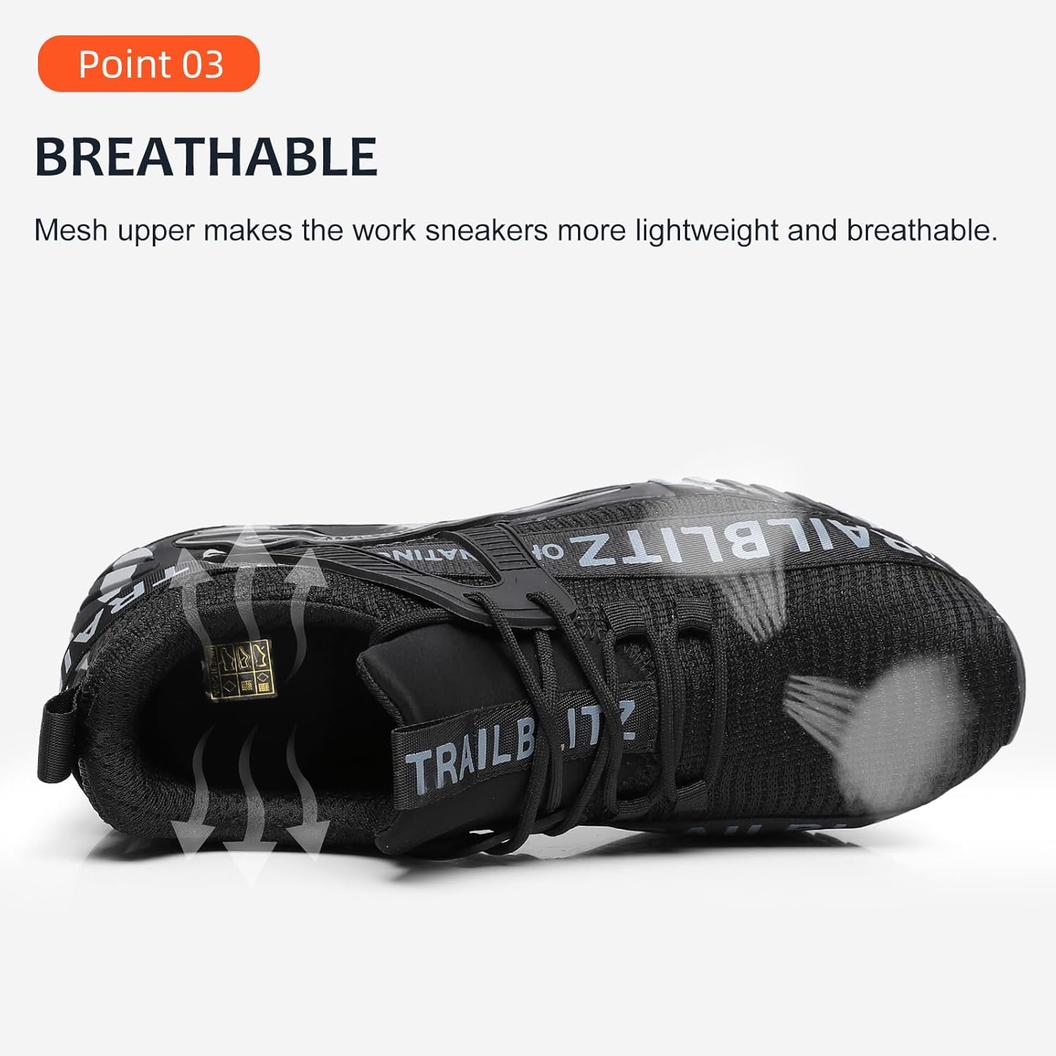 Composite Steel Toe Shoes for Men Work Safety Sneakers Non Slip Comfortable Lightweight Breathable Mens Hard Toe Industrial Construction Tennis Slip On Footwear - Image 4