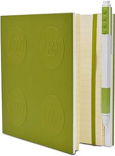 IQ LEGO 文房具 ロックノート ジェルペン付き - ライム (52442) 正方形 6インチ x 6インチ 罫線入り