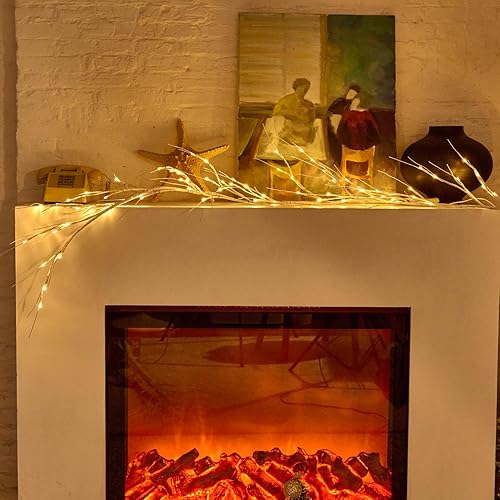 Miniatura 8 de Vid de abedul con luces con temporizador de 6 pies, 72 LED, árbol artificial para paredes, ramita de abedul para decoración de habitación, chimenea,