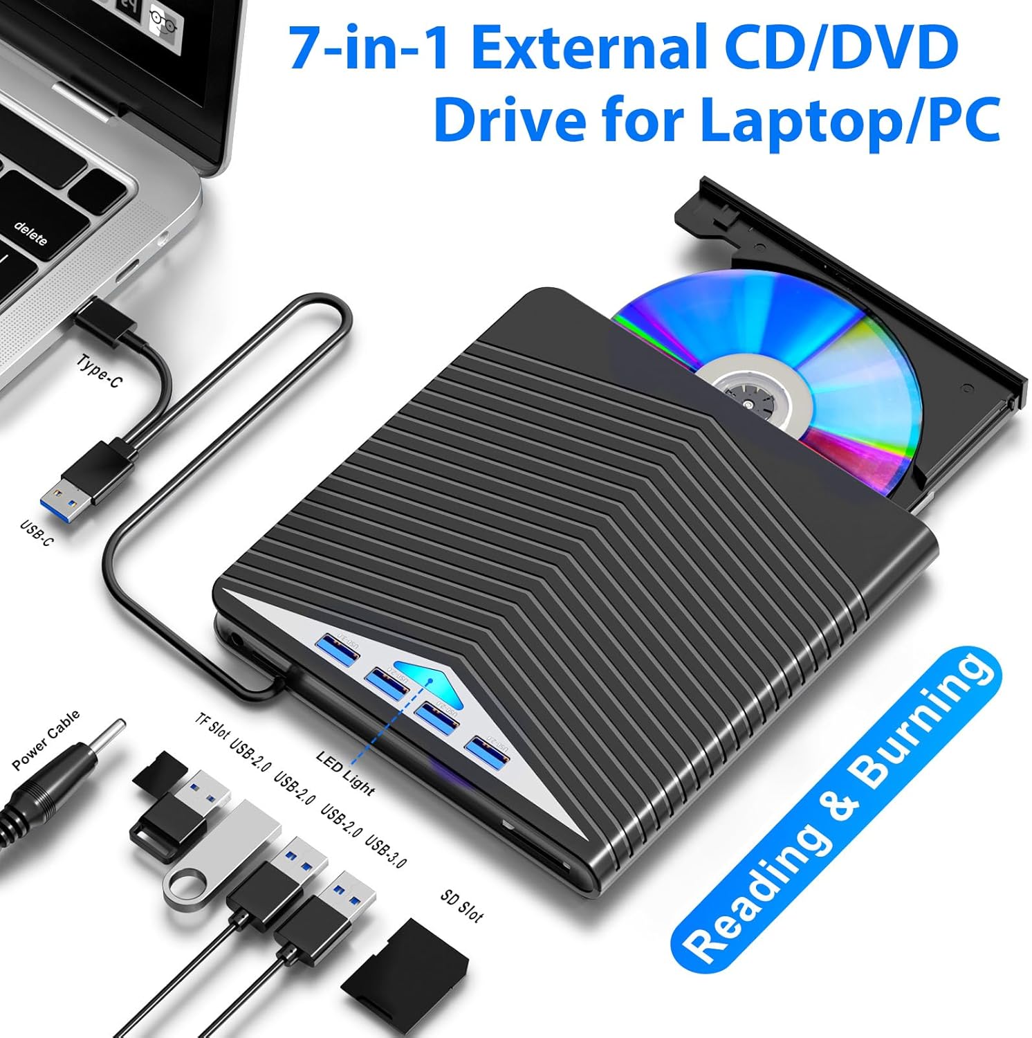 Wired Mechanical Numpad & External CD/DVD Drive for Laptop