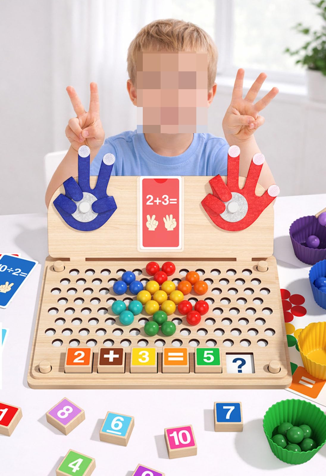 Tablero de Matemáticas con Cuentas, Juego de Aritmética con Marioneta de Mano de Dedo