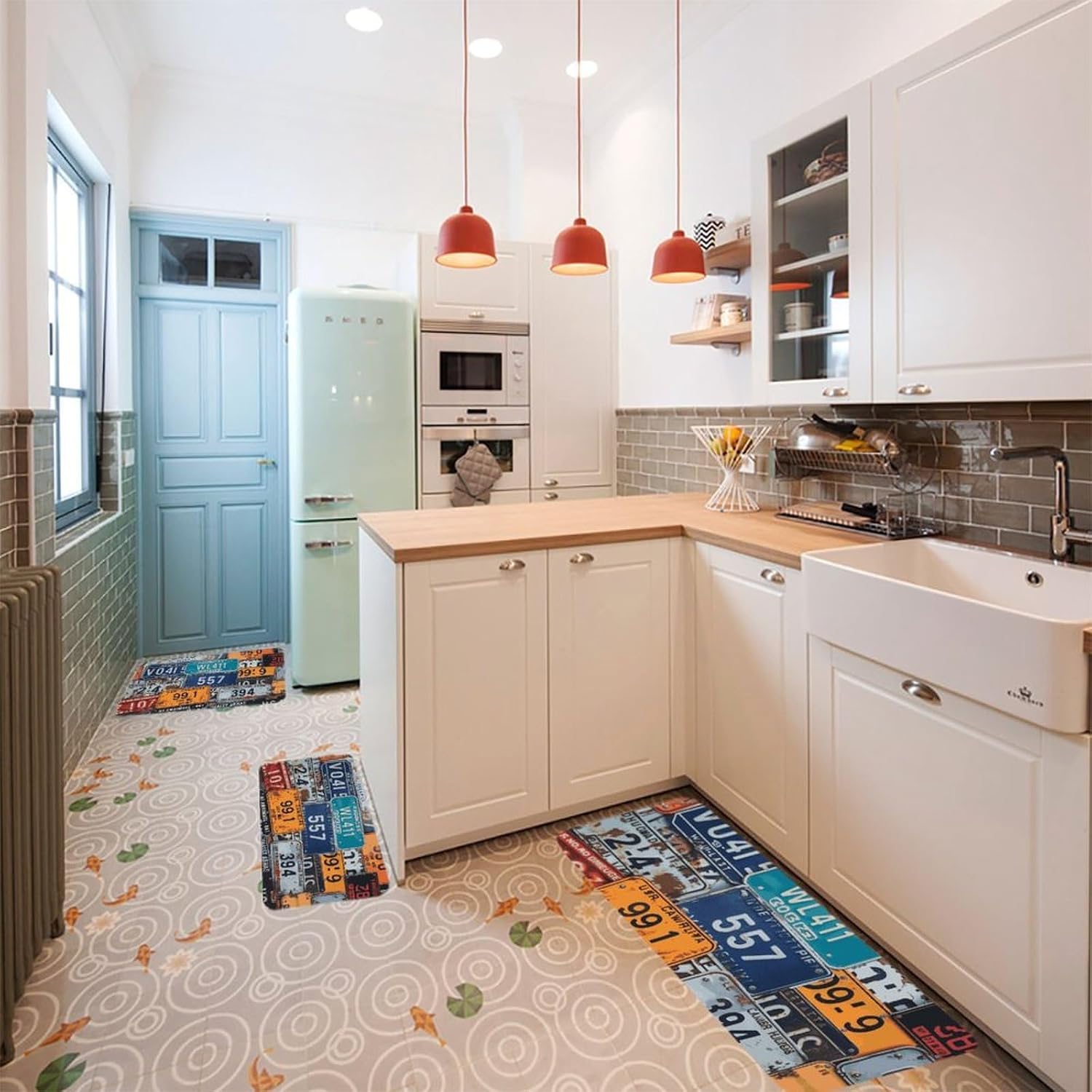 License Plate Kitchen Mats for Floor 3 Pcs Kitchen Rugs