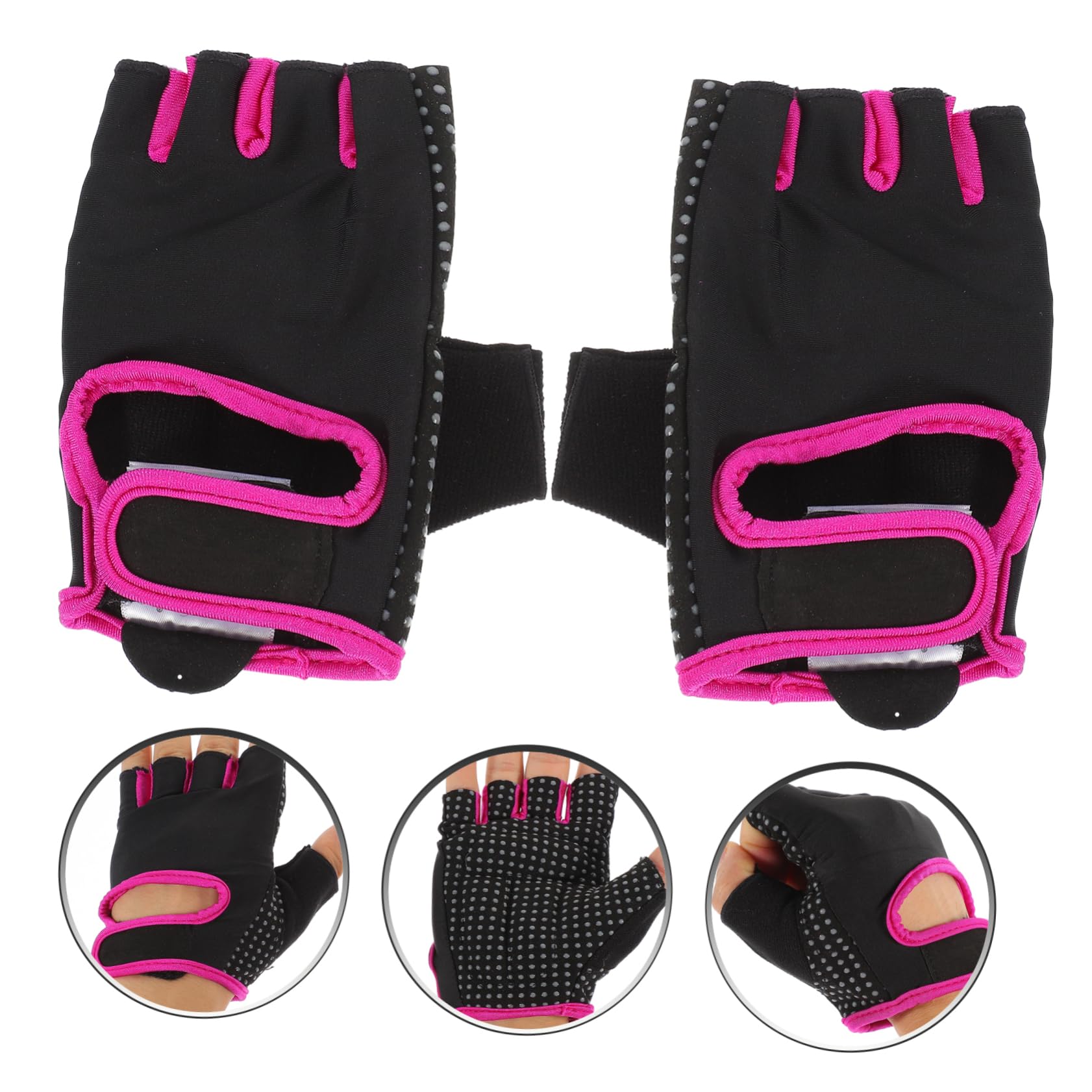VANZACK 3piezas Guantes De Gimnasio Antideslizantes De Dedo para Hombre y Mujer para Fitness Yoga y Ciclismo Color Negro y Rosa Talla s