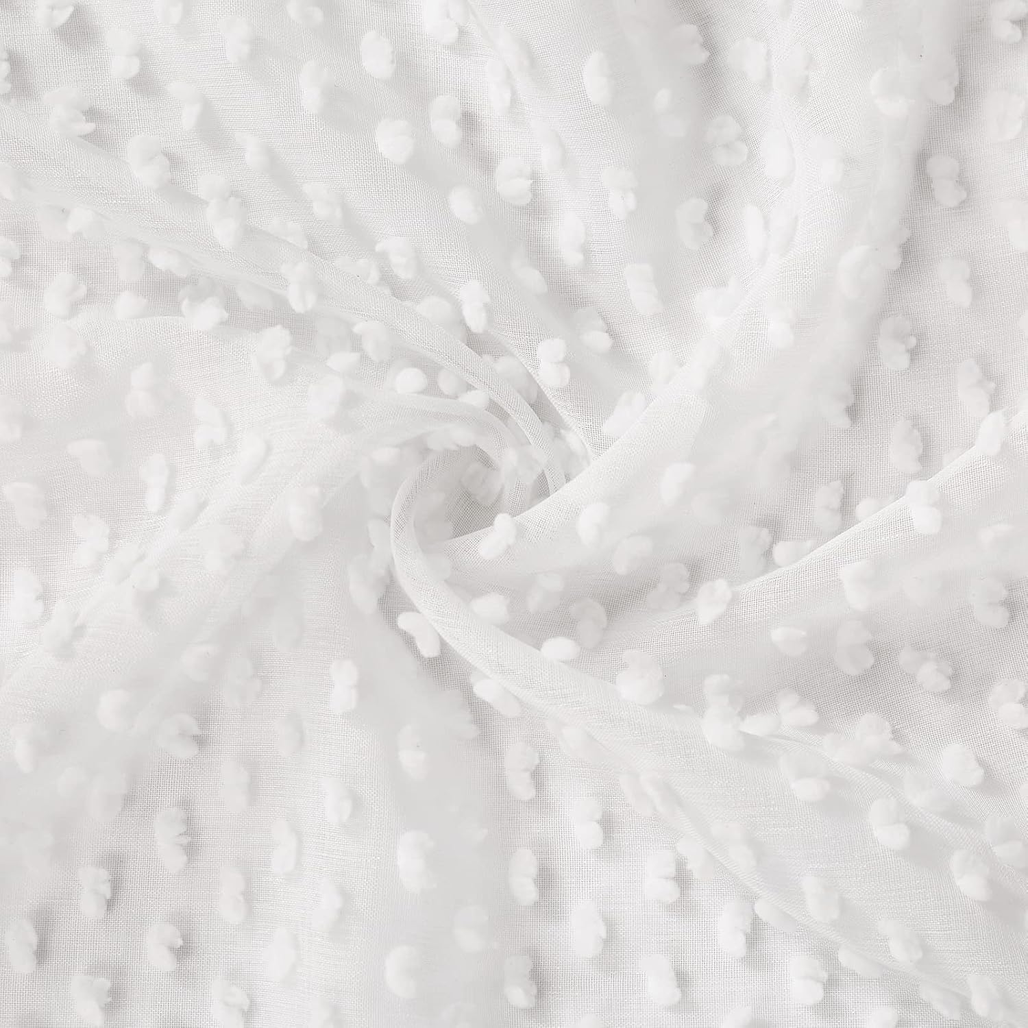 Dainty Home Valeria Modern 3D Linen-Look Fabric Shower Curtain With 3D Cotton Like Puffs