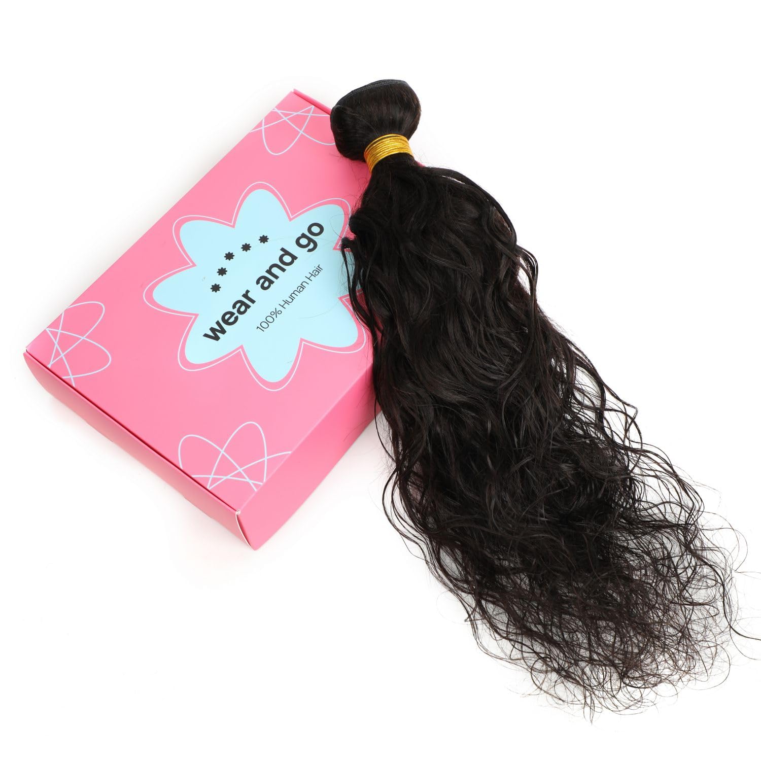 Generic WEAR AND GO Human Hair Bundles Natural Wave 20 Inch Single Bundle 100% Virgin Human Hair Thick and Full for Women Natural Black Color Hair Extensions