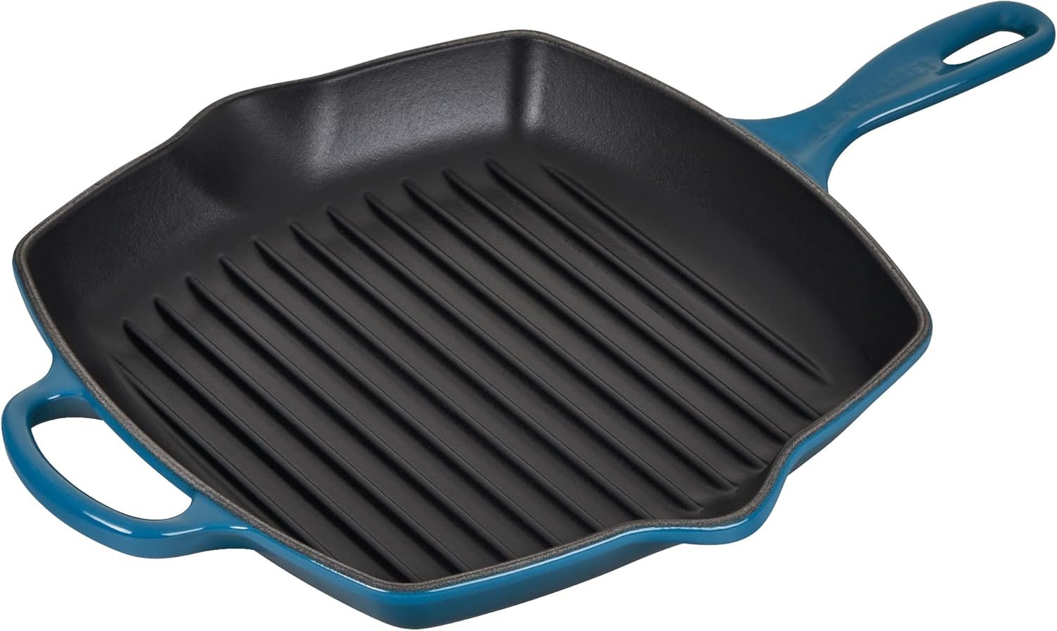 Le Creuset Enameled Cast Iron Signature Square Skillet Grill, 10.25", Deep Teal
