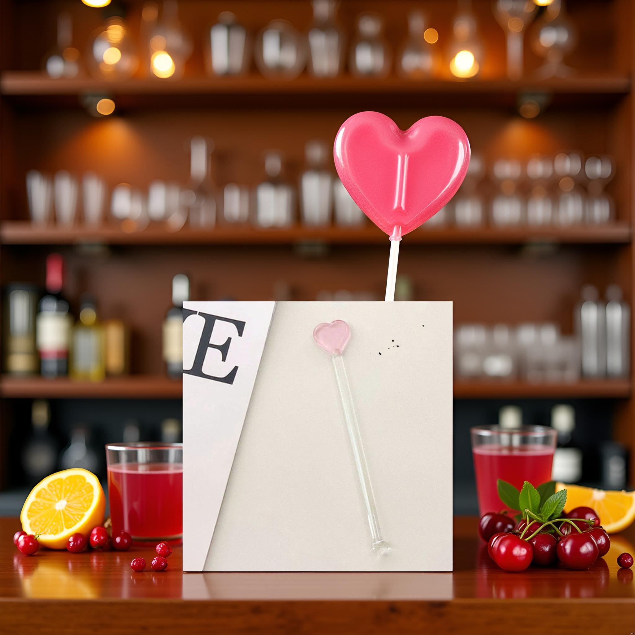 Varillas de vidrio para agitar, resistentes al calor, de colores, transparentes, estrella/luna, para leche, té, café, jugo, bebidas de cóctel (corazón) 3