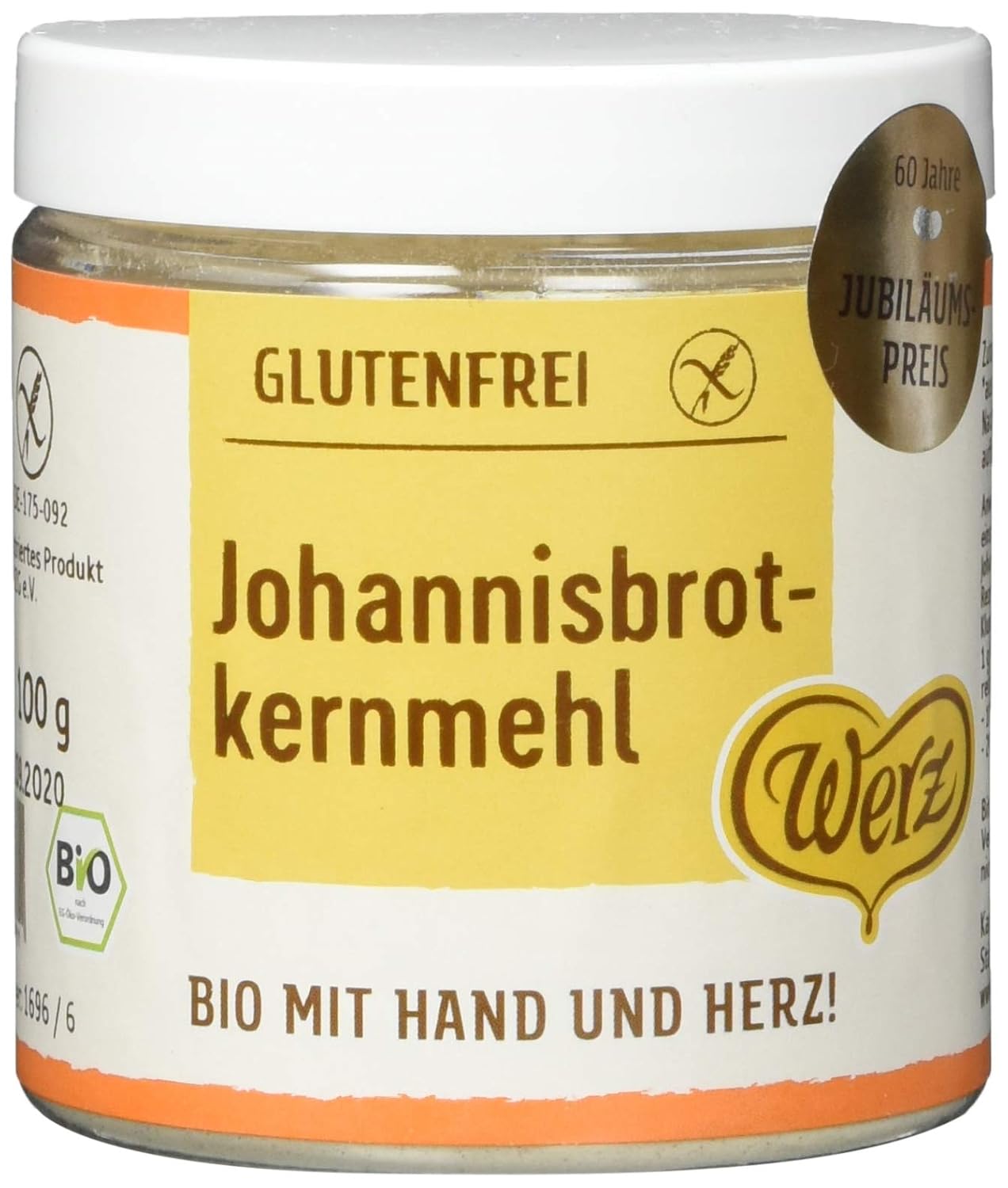 Werz Johannisbrotkernmehl glutenfrei, 1er Pack (1 x 100 g Dose) Bio