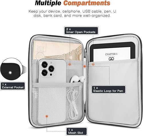 Miniatura 2 de MoKo Bolsa de manga para eReader de 6-7 pulgadas para ereader Colorsoft Signature Edition, totalmente nuevo 6 pulgadas ereader 11ª generación Negro