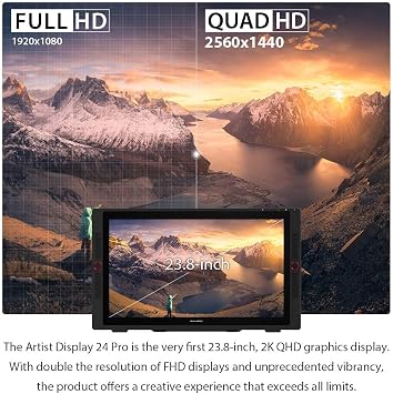 XPPen Artist24 Pro Liquid Tab 23.8 2K QHD LCD Pen Tablet + Protective Film 2 Pack