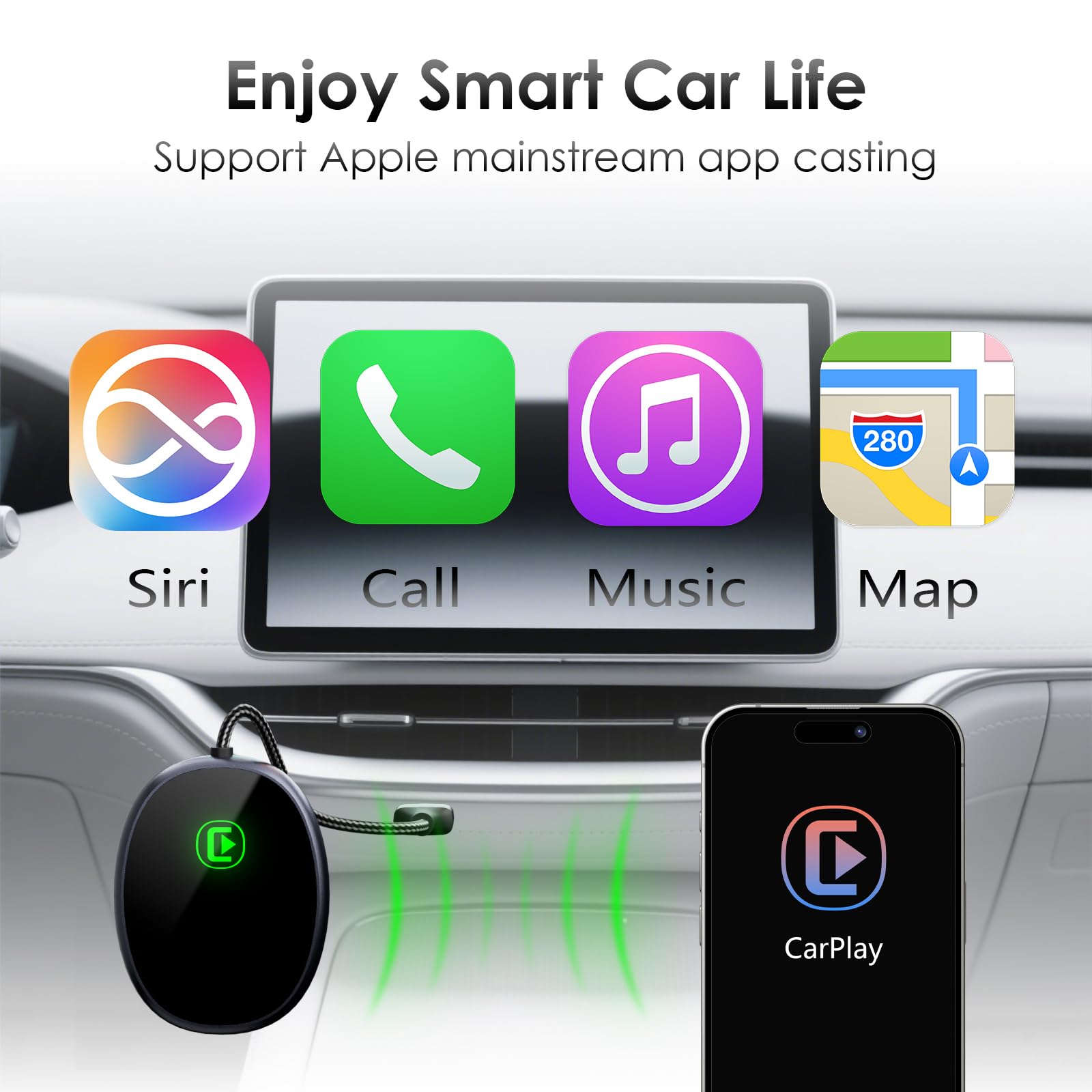 2025 Wireless CarPlay Adapter For IPhone - Convert Wired CarPlay To Wireless With Fast Connection