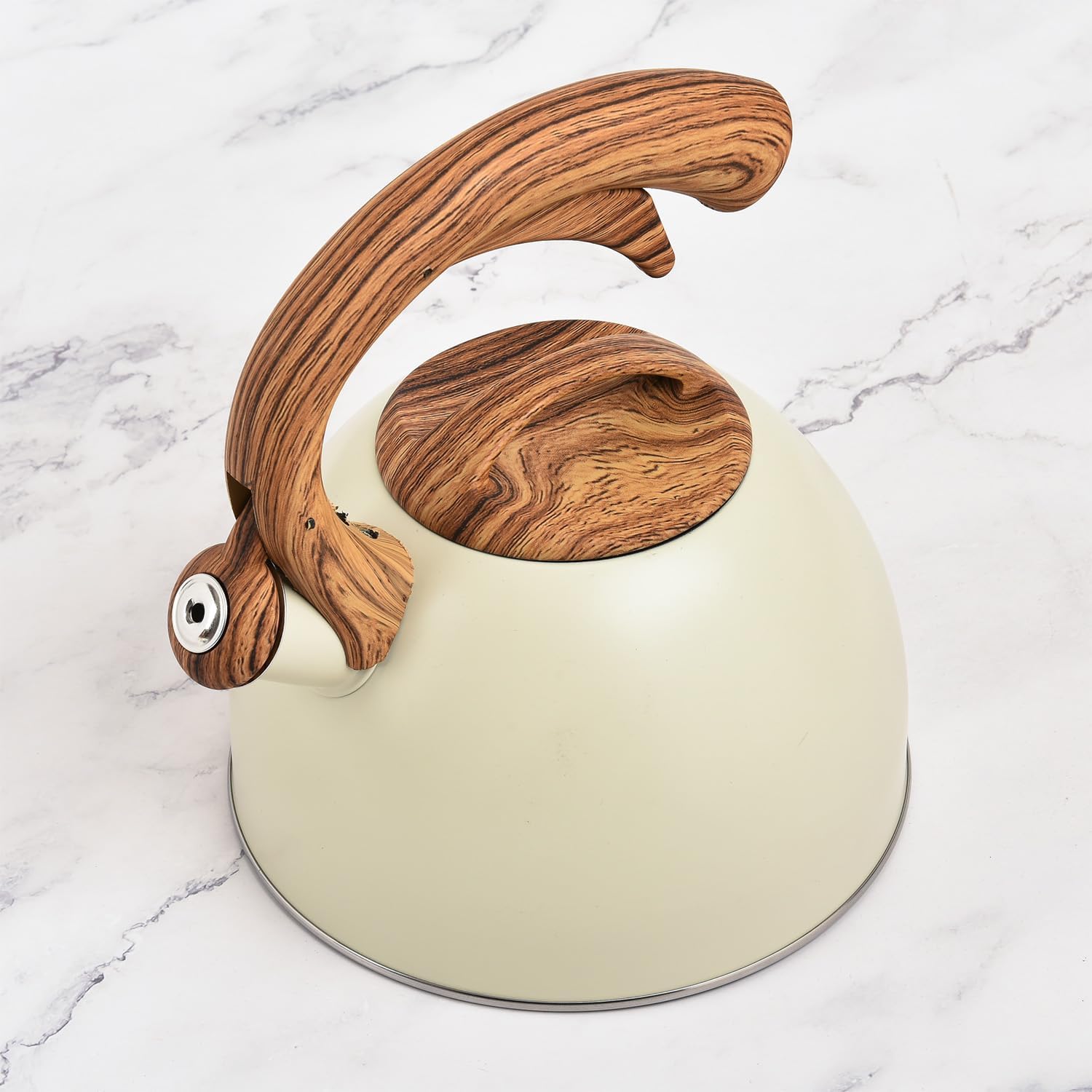 Whistling Stovetop Tea Kettle, Food Grade Stainless Steel, Soft Touch Ergonomic Handle, Fast Boil, for Gas, Electric, and Glass Ranges - 3L