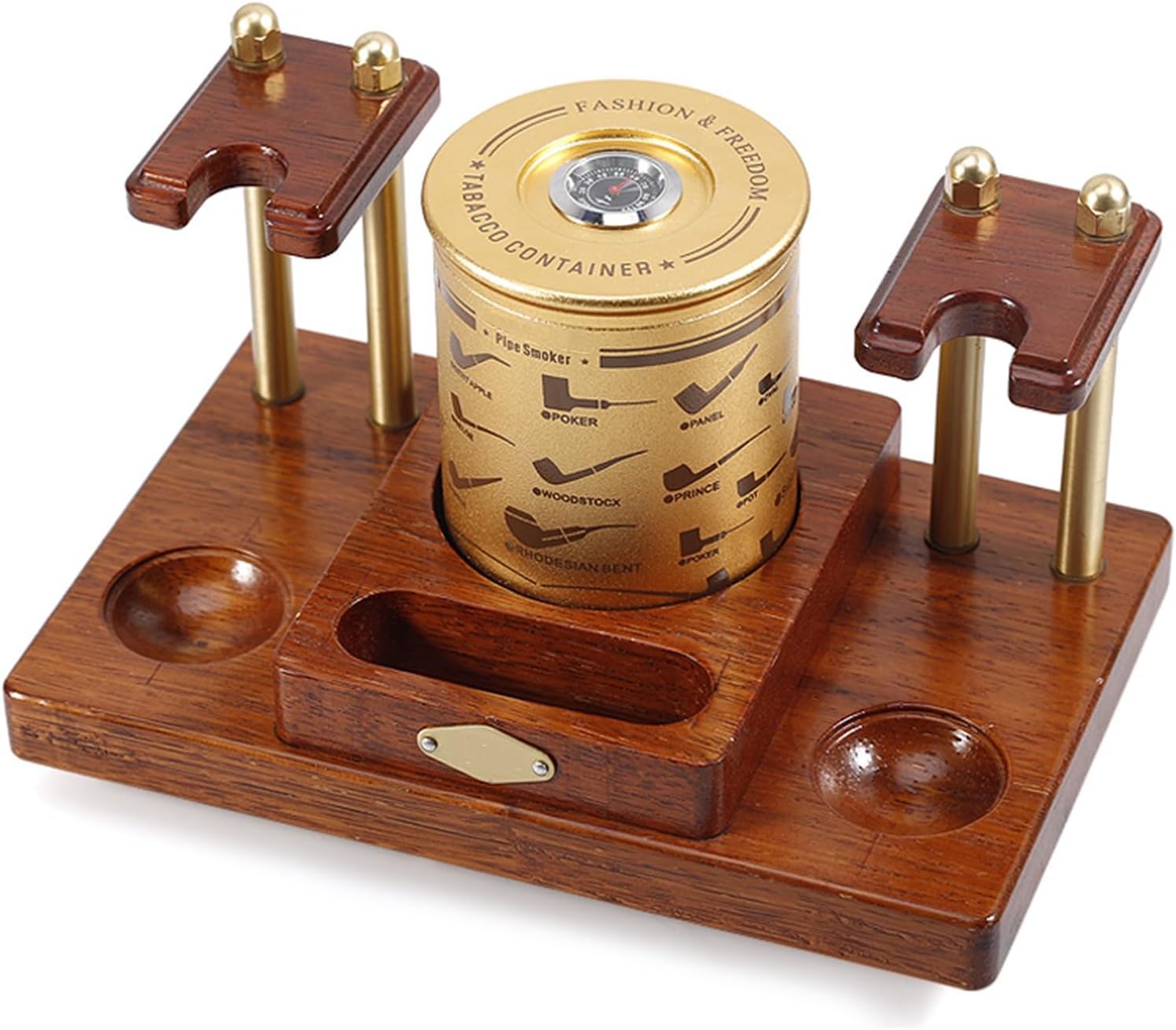 OVARIA Tobacco Pipe Stand, Solid Wood Pipe Stands for Smoking Pipes, Smoking Pipes Display Holder, Fashion Wooden Pipe Rack Universal, Practical Safer Decorative, Handcrafted ( Color : Gold )