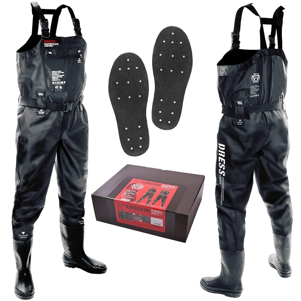 DRESS AIRBORNE チェストハイウェーダー S DRESS チェストハイウェーダーエアボーン 胴付長靴 [ブラック