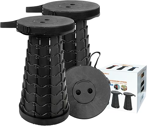Miniatura 8 de Juego de 2 taburetes plegables mejorados, taburetes plegables portátiles, silla plegable para camping, pesca, senderismo, barbacoa y actividades al