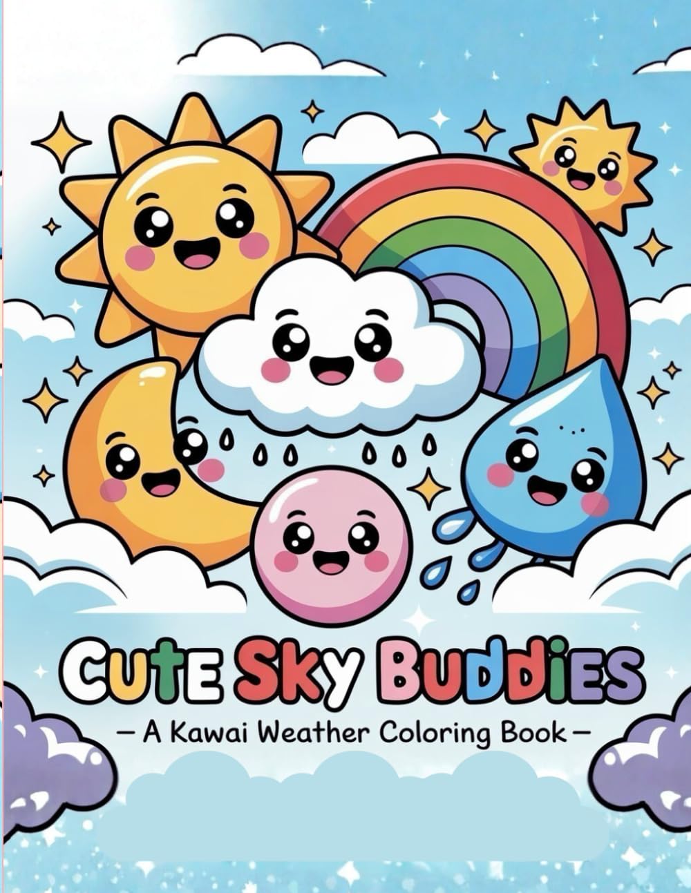 Cute Sky Buddies – A Kawaii Weather Coloring Book: Smiling Suns, Happy Clouds & Rainbow Fun