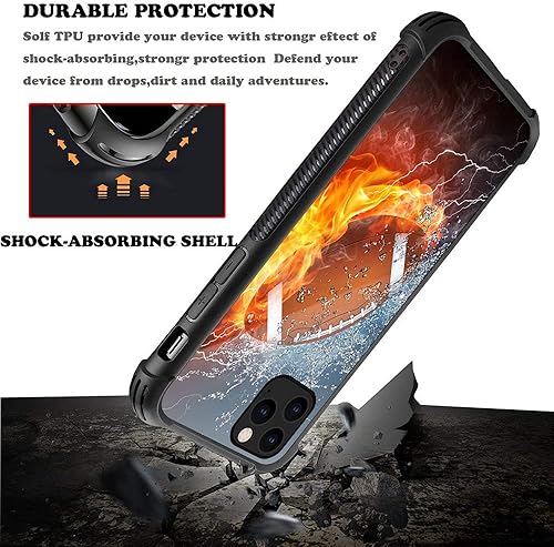 Miniatura 5 de Funda para iPhone 11 Pro Max, rugby American Football on Fire iPhone 11 Pro Max para hombres, niños y niñas, doble capa, a prueba de golpes, funda