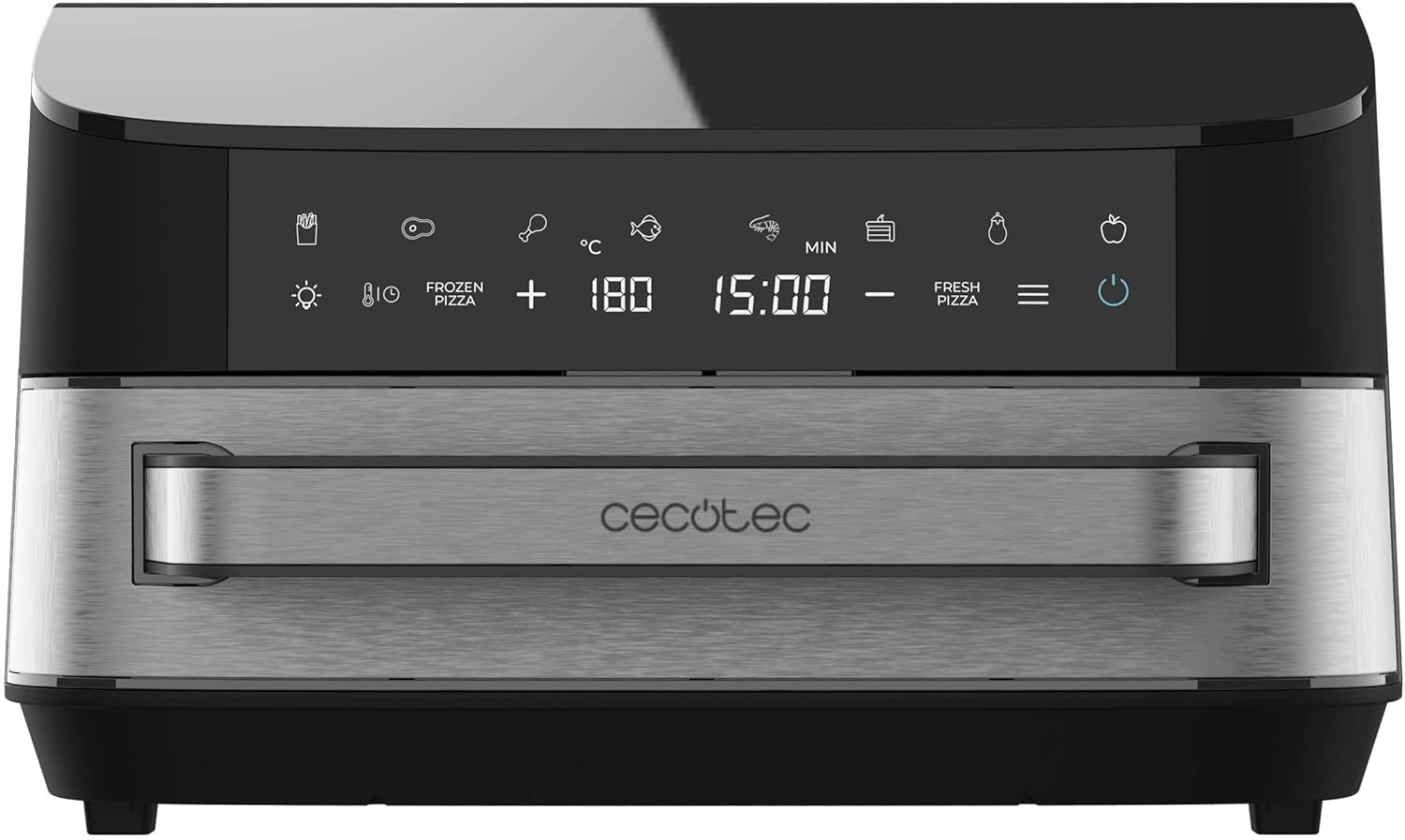 Front view of Cecotec Pizza&Fry 7000 control panel