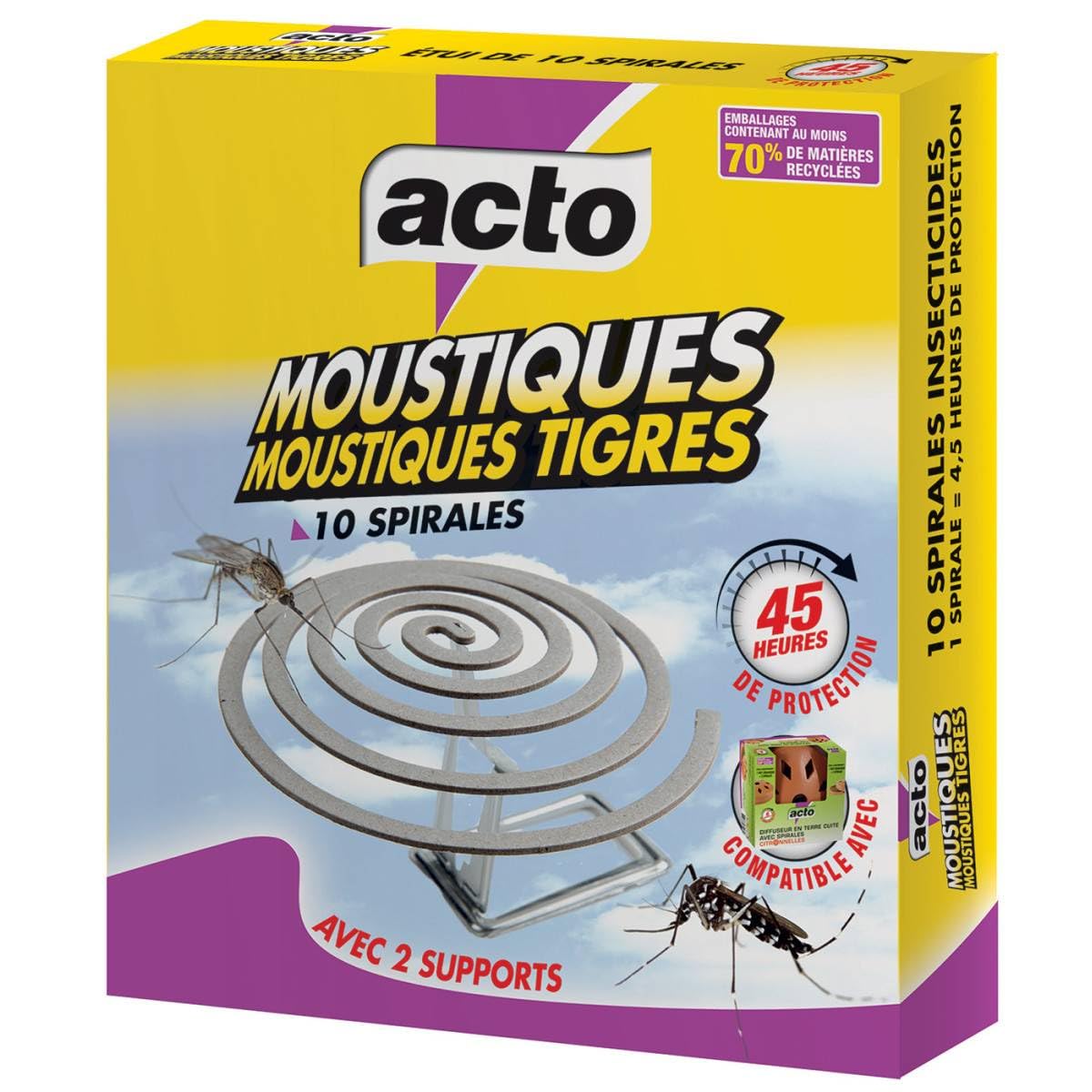 Spirales moustiques ACTO pour terrasses et soirees d'ete sans piqure