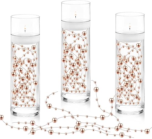 Miniatura 7 de 50 cuerdas de perlas plateadas de efecto flotante para velas flotantes, perlas de imitación de 13.5 pulgadas para relleno de jarrón, decoración de