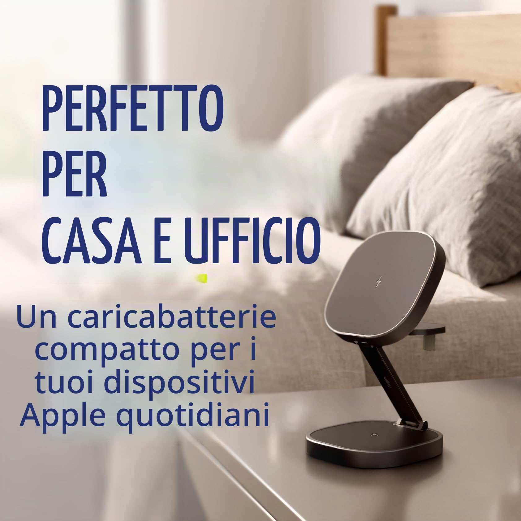 Caricabatterie 3 in 1 da 25 W, stazione di ricarica wireless pieghevole per iPhone, Apple Watch e AirPods, mini supporto di ricarica wireless con LED e USB-C, compatibile con Qi e MagSafe