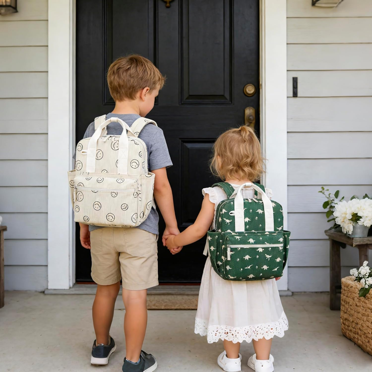 Corduroy Toddler Backpack for Boys - Kids Preschool Backpack for Girls Ages 3-8 Kindergarten Backpacks Toddler Bookbag Daycare Bag with Chest Strap and Name Label (Small,Dinosaur) - Image 7