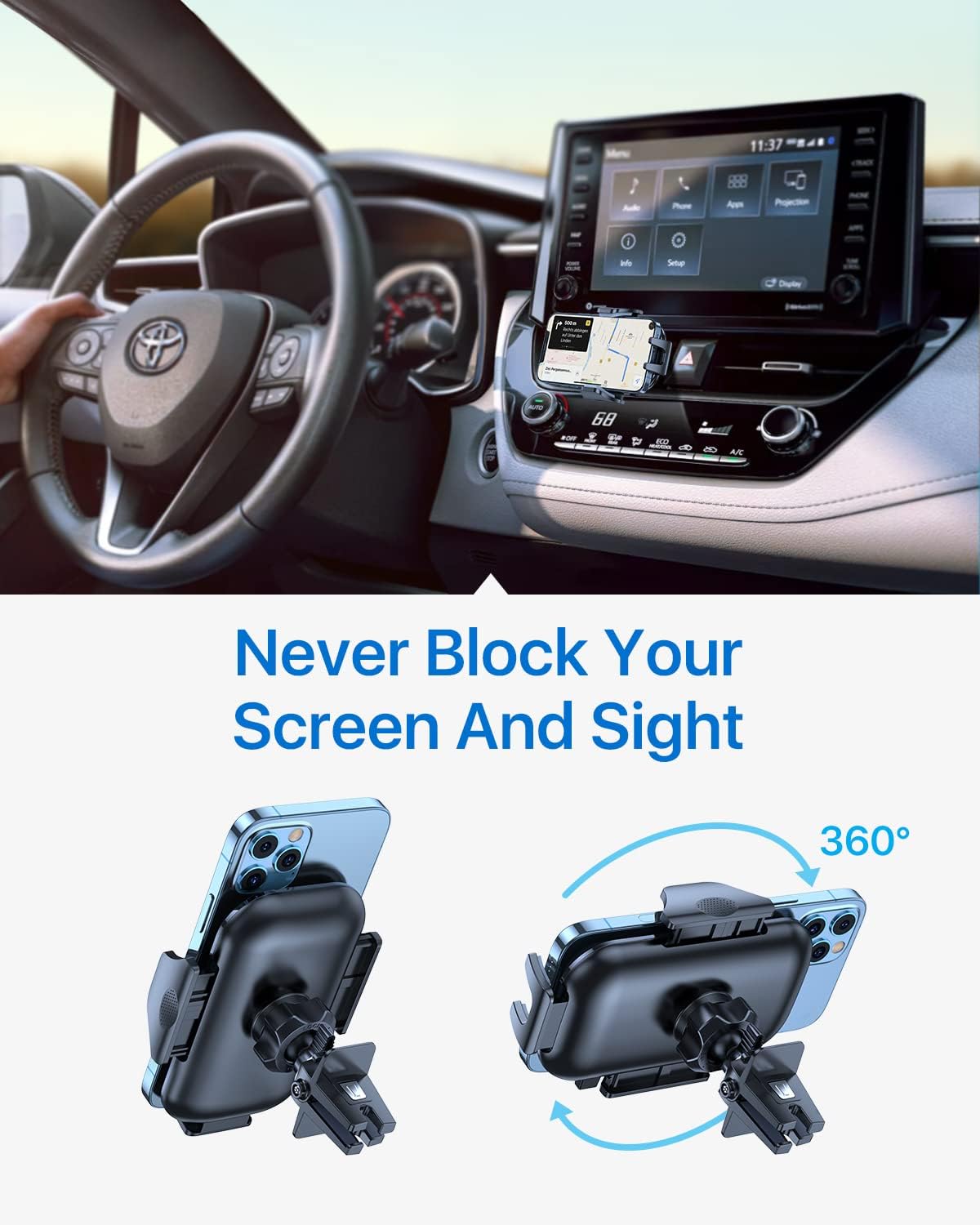 Discount 70% andobil Car Vent Phone Holder [Design for Toyota, Firmly Grip & Never Slip] Ultra Stable Phone Mount for Toyota, Toyota Accessories, Handsfree, Compatible with All Smartphone