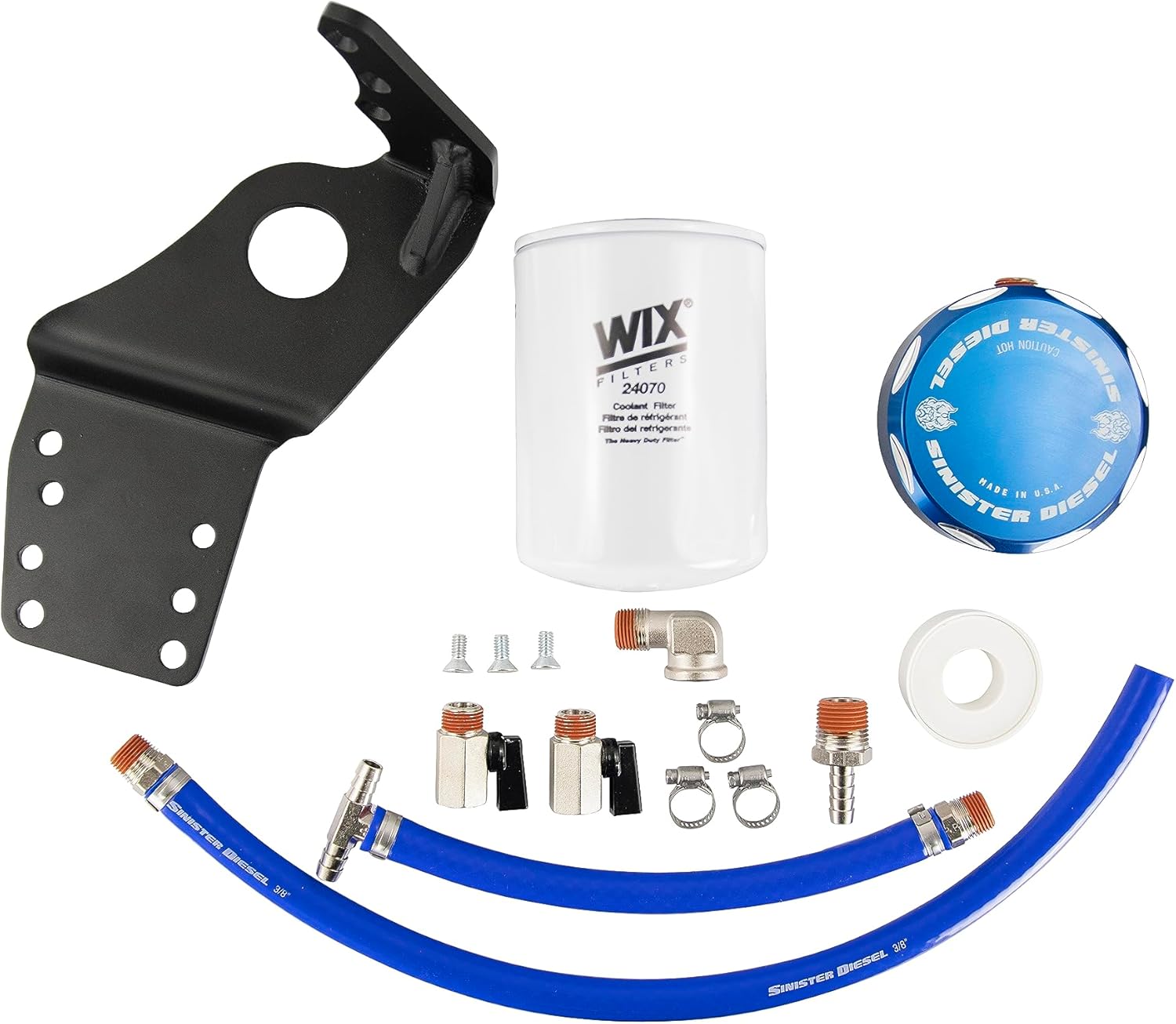 Sinister Diesel Coolant Filtration System for 2013-2018 Dodge Ram 2500/3500 6.7L Cummins – Protects Heater Core, Reduces Contaminants, Easy Bolt-On Install, Includes Filter & Hoses