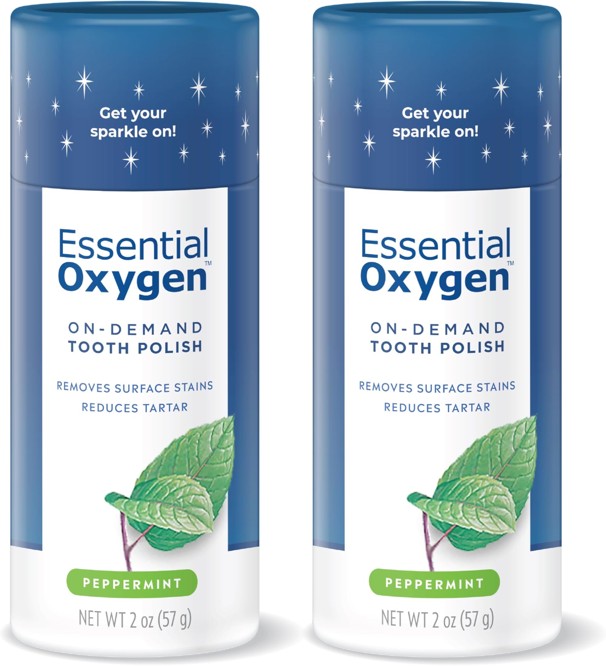 Essential Oxygen BR On-Demand Tooth Polish, Peppermint, White, 2 Ounce, Pack of 2