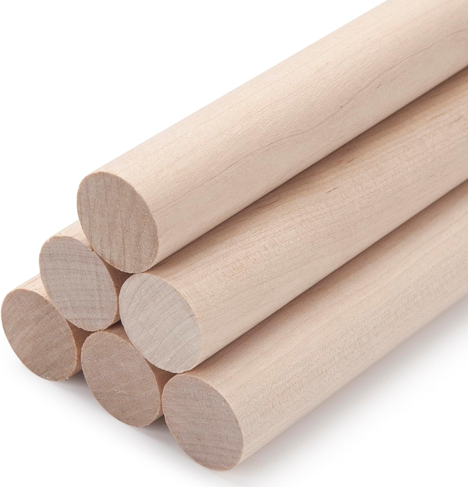 Wooden Dowel Rods Wood Dowels for Crafts, 6 PCS 1 x 15 Round Wooden Sticks for Crafts, Thick Macrame Dowels, Unfinished Hard Wood Sticks for Crafting, Arts and DIYers, Closets and Wedding