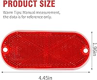 Vista 2 de Reflector ovalado rojo de 10 piezas con orificio de montaje utilizado para carreteras, reflector frontal ovalado para valla de entrada, postes