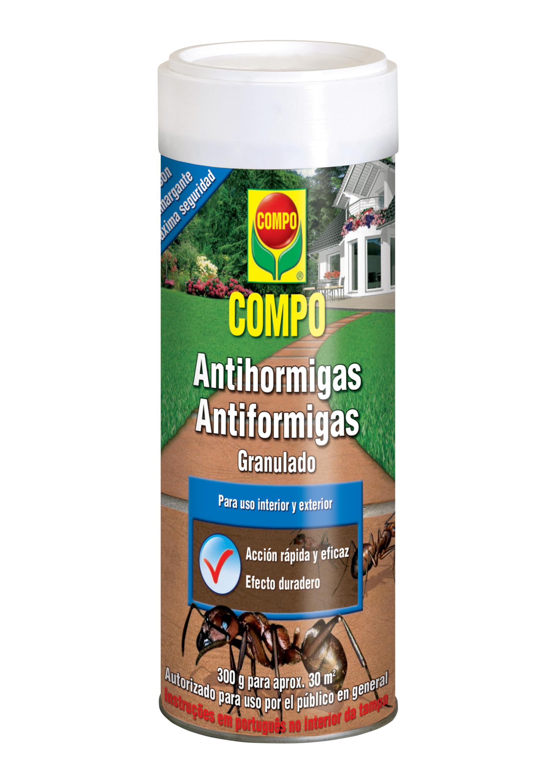 COMPO Antihormigas, Formato granulado para espolvorear, de uso interior y exterior, Efecto duradero, 300 g