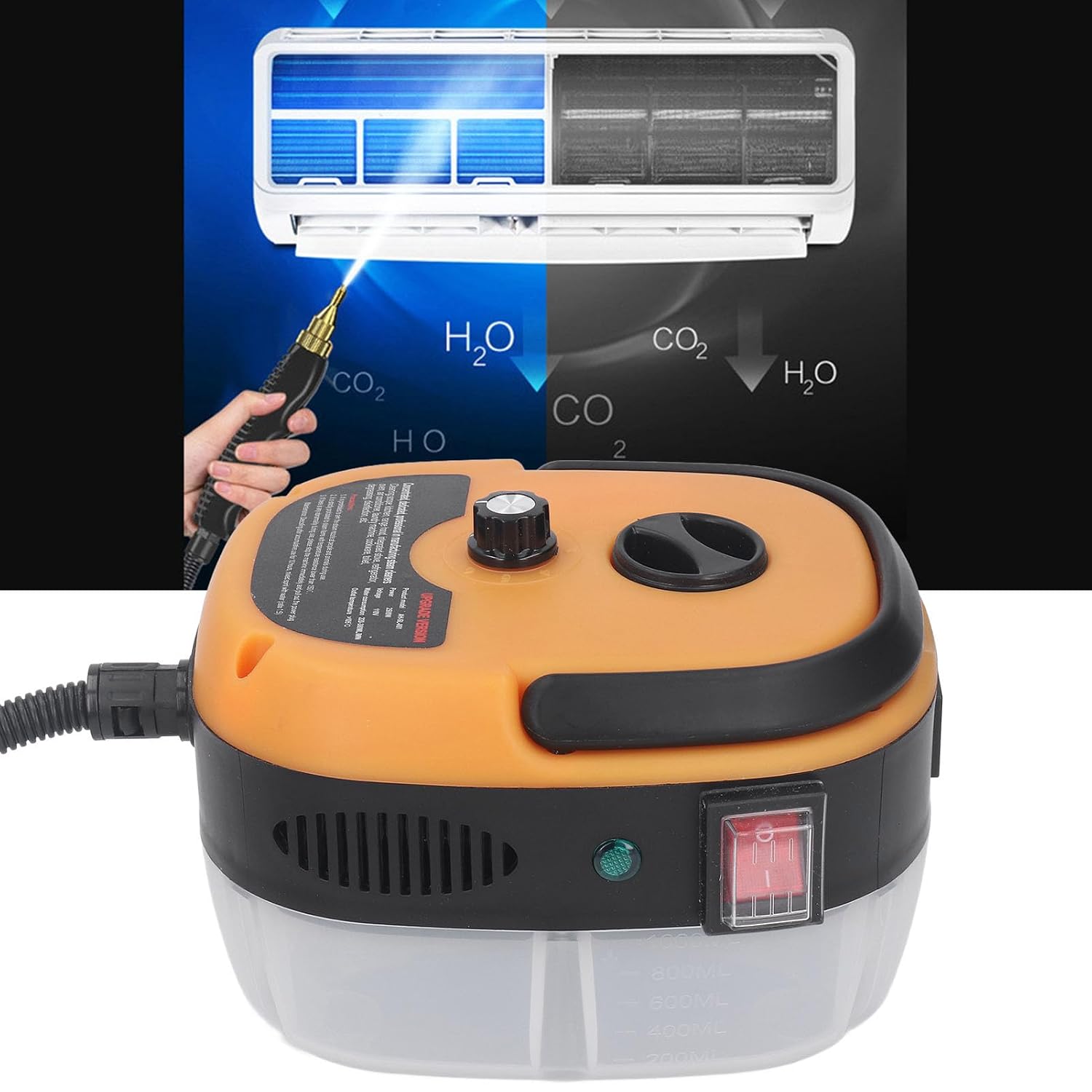 2500W High Pressure Steam Cleaner, Handheld Steam Cleaning Machine with Metal Liner for Car Kitchen (US Plug 110V)